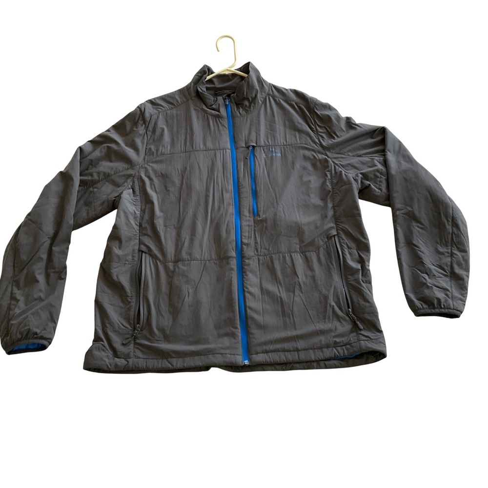 L.L.Bean Windbreaker Jacket Mens XL Gray Blue PrimaLoft Insulated‎ Full Zip